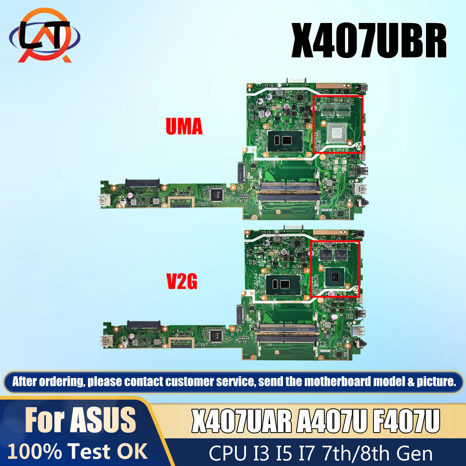 AKEMYU X407BRเมนบอร์ดสําหรับASUS X407UAR A407U F407U X407UFเมนบอร์ดCPU I3 I5 I7 7th/8th Gen DDR4 100% TEST OK