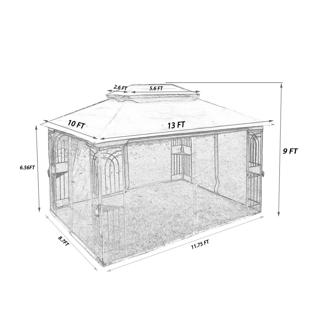 Outdoor Patio Gazebo Canopy Tent With Ventilated Double Roof And Mosquito net, for Lawn, Garden, Backyard and Deck, Brown Top