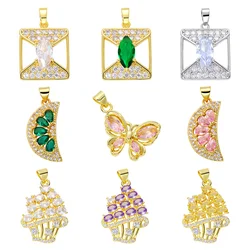 JUYA Mạ Vàng 18K Vòng Tay Trang Sức Làm Tiếp Tế Zircon Bướm Mặt Trăng Kem Mặt Dây Chuyền Tự Làm Phụ Kiện Handmade
