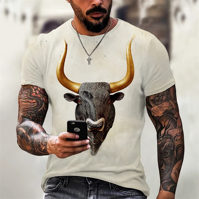 Spanish Bullfighting Men'S T Shirt 3d Bull Riding Print Tops Fashion Short Sleeve Sweatshirt Summer Pullover Casual Man T-Shirt