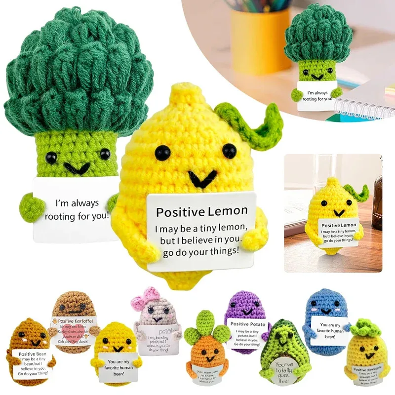 TOPLIVING Mini Positive Energy Potato Cheerup Handmade Plush Knitting Wool Kawaii Potato Doll Home Miniature Decor Valentine