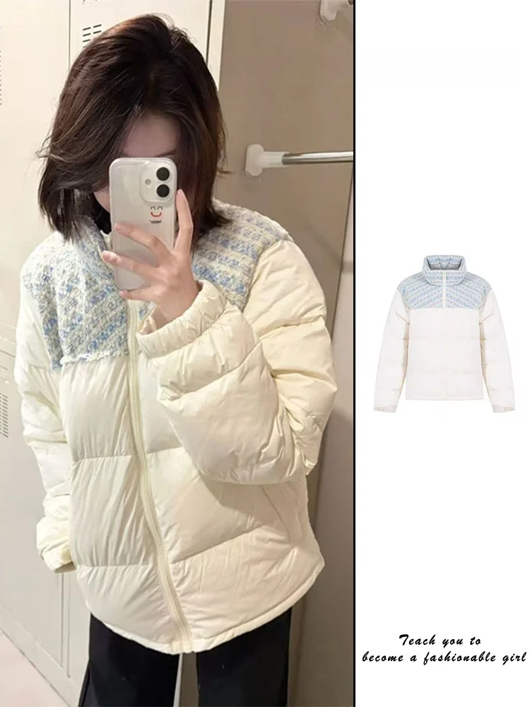 

Women's Puffer Jaet Cotton Coat Loose Fit Thiened Windproof Bread Sle Design Winter Outerwear Retro Straight Tube pe