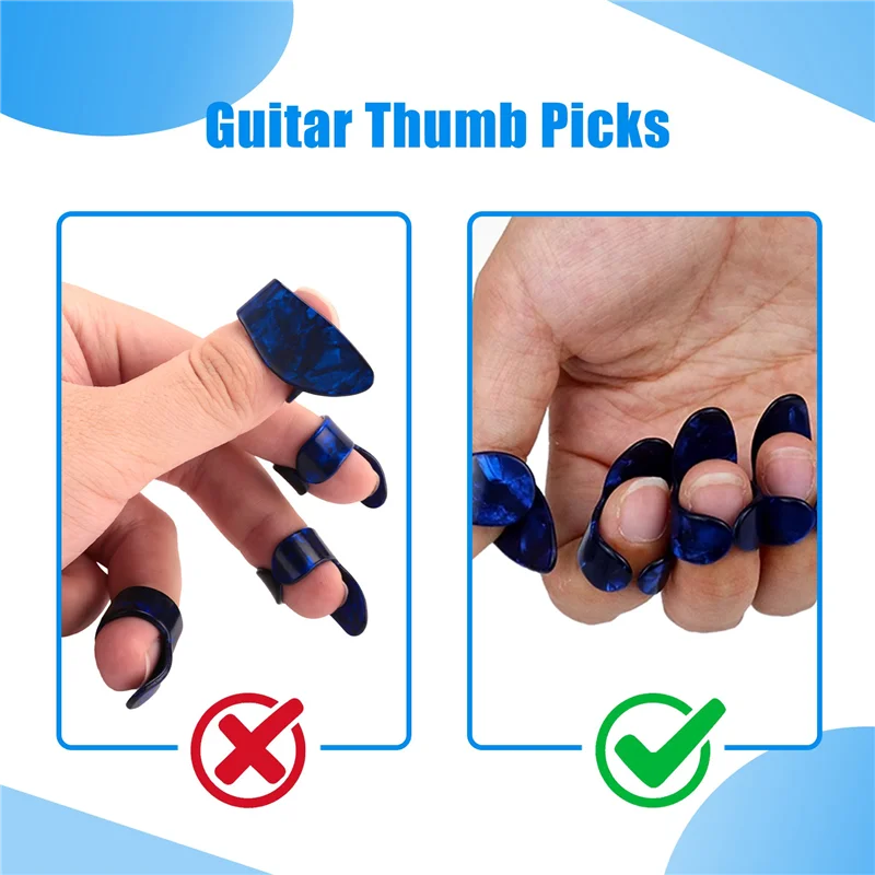 ABHS-Guitar Starter Kit Includes 8 Pieces Guitar Thumb And Finger Picks (Metal And Blue Celluloid), 5 Pieces Clear Guitar Finger