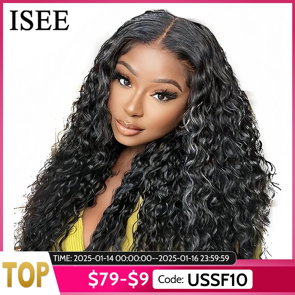 Water Wave Lace Front Wig Wear And Go Pre Bleached Knots 6x9 Curly Glueless Wig Human Hair Pre Cut PrePlucked ISEE Hair Wig