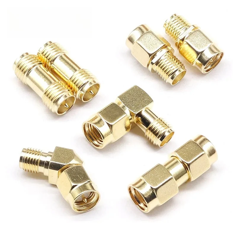 1PCS SMA to SMA Gold Plated RP-SMA Connector RF Adapter - Straight Bent L Type