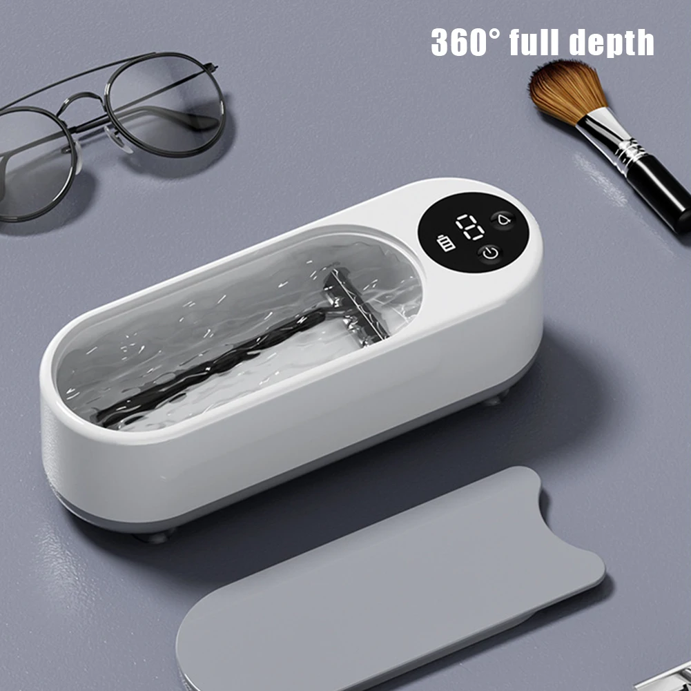 Ultrasonic Makeup Brush Cleaner Portable Glasses Cleaner High Frequency Vibration USB Rechargeable for Retainer Eyeglass Watches