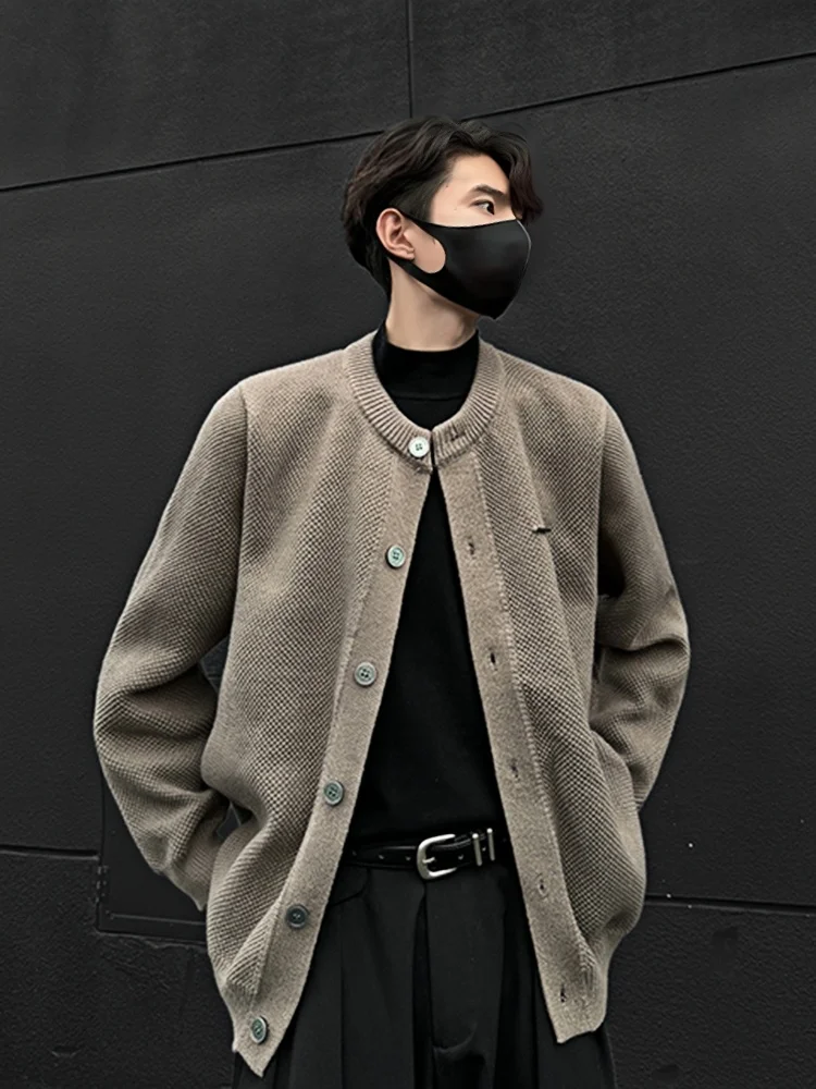 

Ce Brown Knitted Open Cardigan Men's Autumn Winter Loose Fit Korean Sle Sweater Comfortable Thiened Long Sve Crew Ne