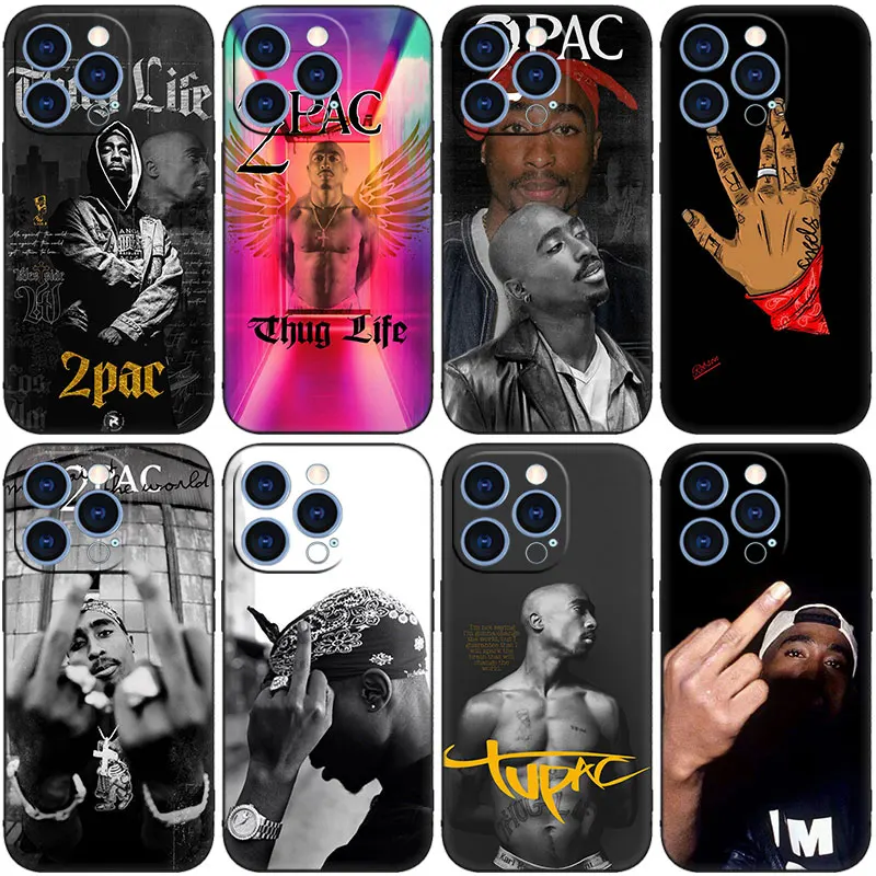 Rapper 2pac Singer Tupac Phone Case For Apple iPhone 14 13 12 Mini 11 Pro XR X XS MAX 6S 7 8 Plus 5S SE 2020 2022 Black Cover