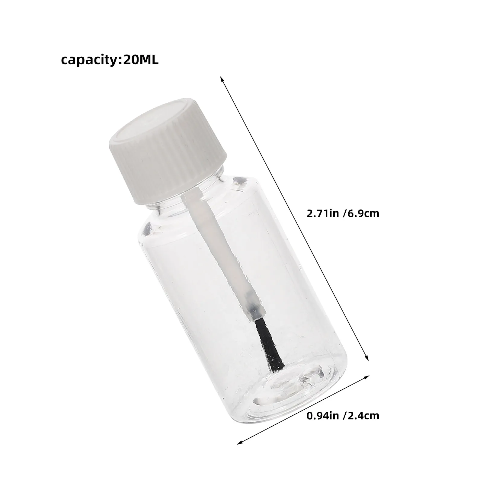 20Pcs Transparent Cuticle Oil Bottles with Brush Applicator Refillable Portable Nail Polish Containers for Travel Daily Care