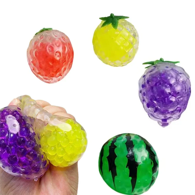 Pelotas Antiestrés de Frutas para Niños, Juguetes Blandos de Fresa y Sandía, Bolas de Plastilina, Juguetes Sensoriales para Aliviar la Ansiedad