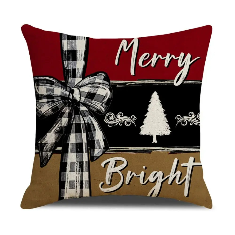 Durable 45x45cm Christmas Pillowcase Soft Linen Sofa Pillowcase Merry Christmas Cushion Cover Christmas Home Decoration