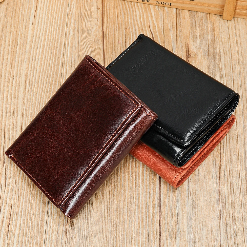 

Винтажный мужской кошелек из натуральной кожи, RFID, многофункциональный деловой кошелек, подарок на день Святого Валентина для мужчин