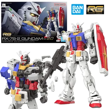 반다이 남코 RG 1/144 RX-78-2 건담 Ver.2.0, 14cm 애니메이션 오리지널 액션 피규어 모델 키트 조립 장난감, 생일 선물 컬렉션 