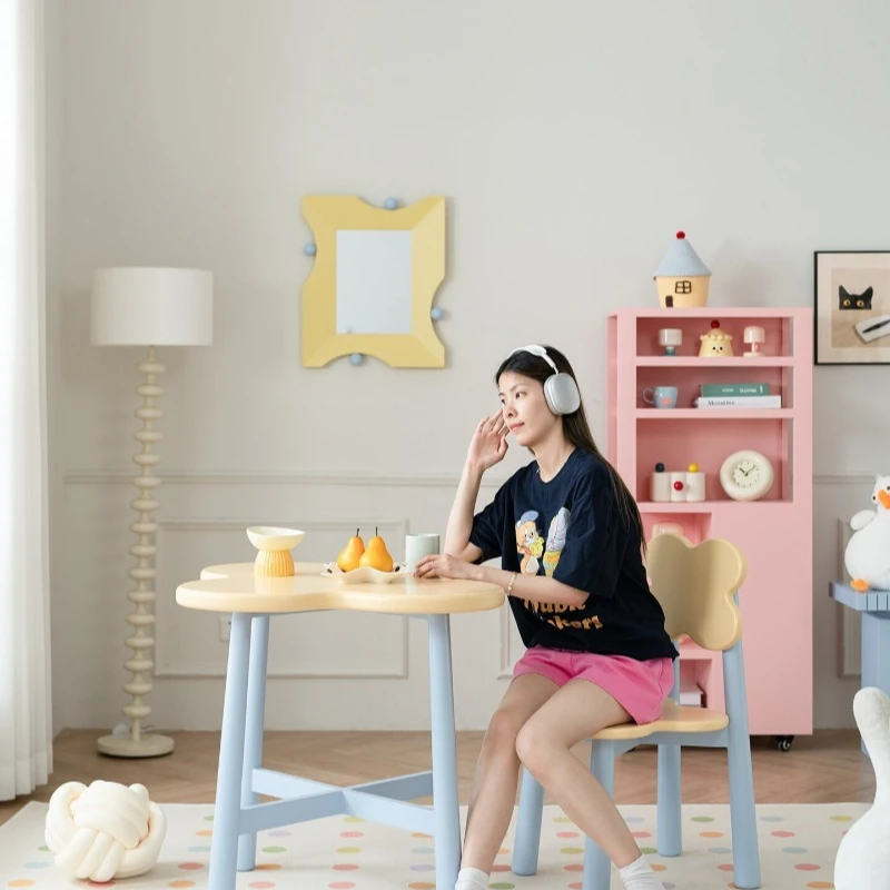 Dopamine cream style household dining table dining chair petal-shaped simple modern small apartment table