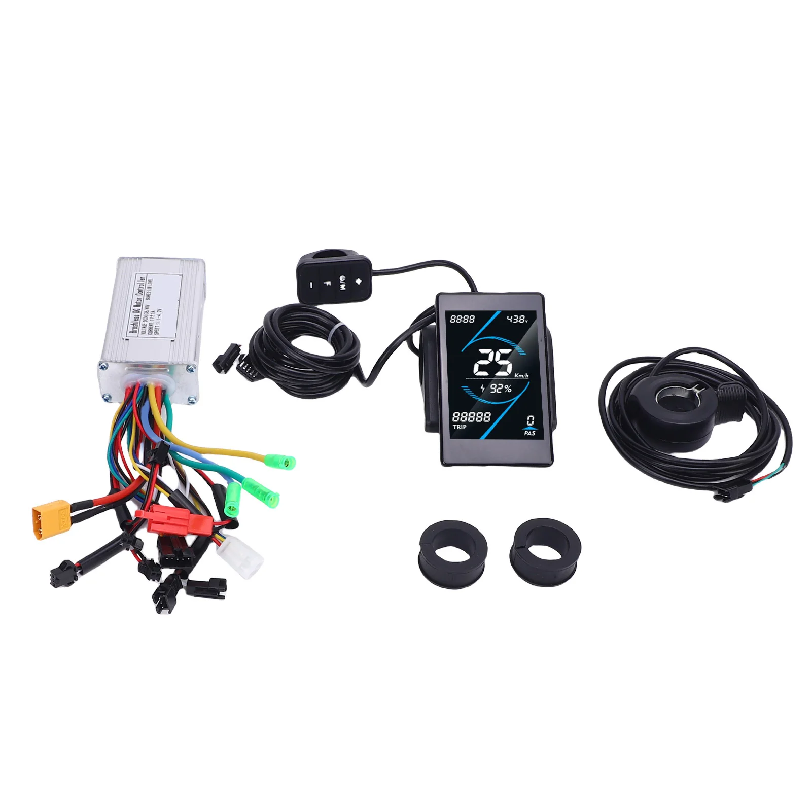Elektrische fietscontrollerkit 17A Sine Brushless motorcontroller T5S LCD-displaymeter 130X duimgashendel voor elektrische fietsen