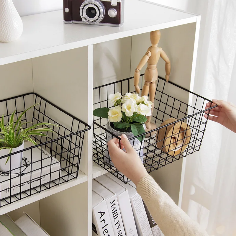 Metal Basket Desktop Storage Basket Organizer For Cosmetic Kitchen Organizer Bathroom Storage Iron Basket Sundries Container S/L