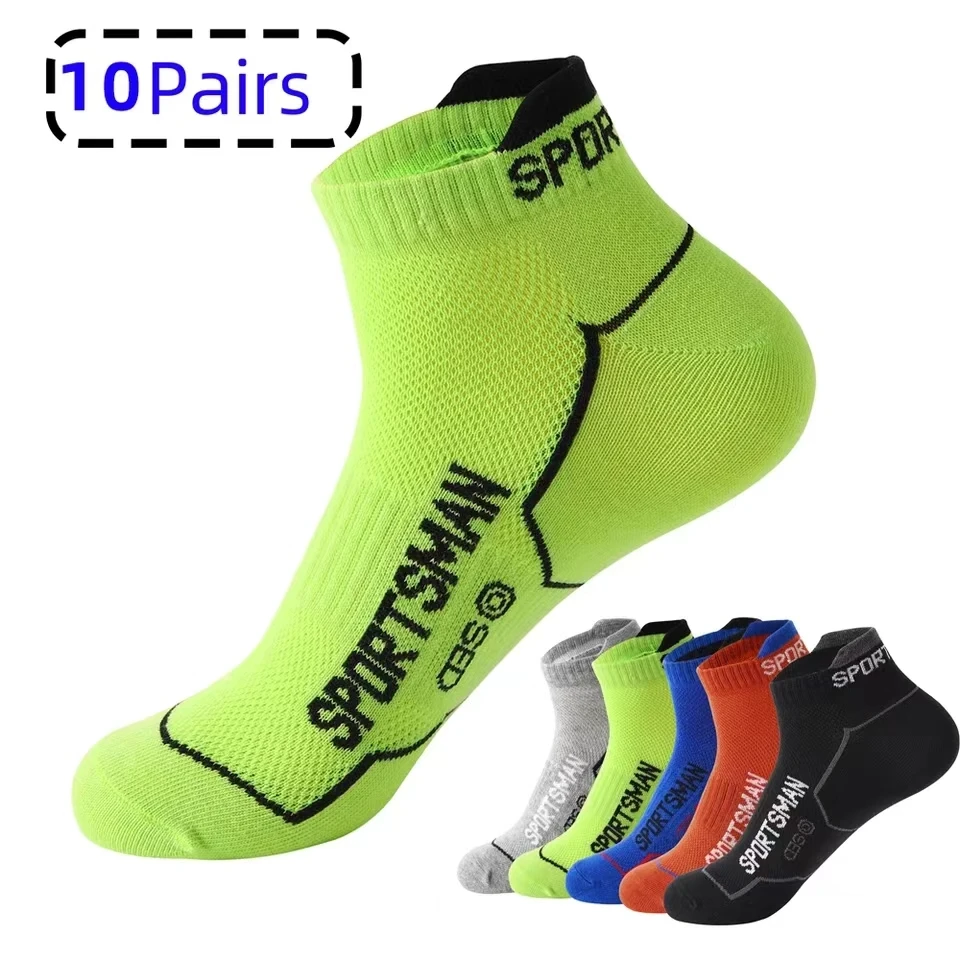 10 Pairs High Quality Men Ankle Socks Breathable Cotton Sports Socks Mesh Run Athletic Summer Thin Cut Short Sokken Size 38-45