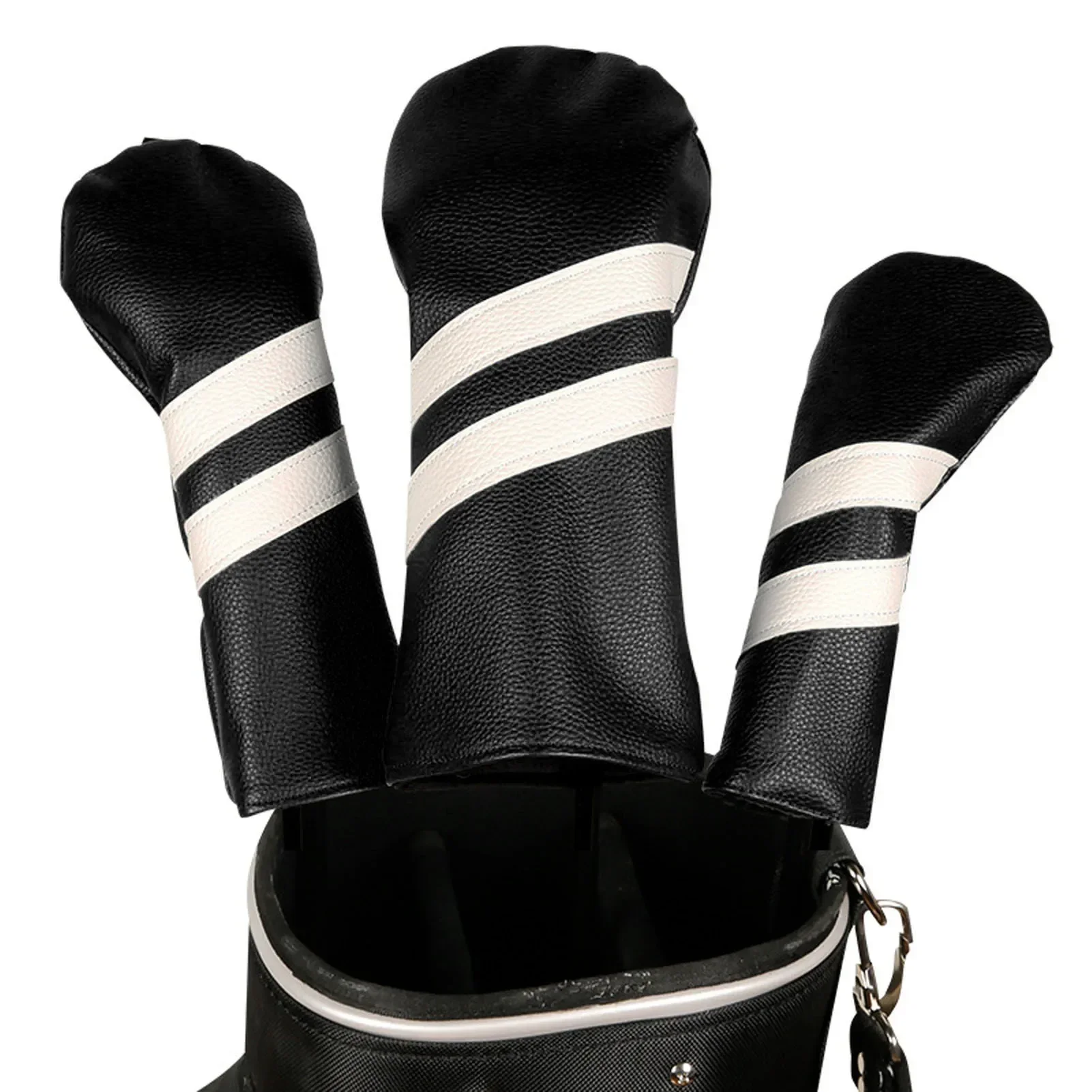 Club Headcover PU Club Covers Wood Fairway Hybrid Rotatable Label 3 Size Club Protector For Sports Outdoor