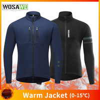 WOSAWE Cycling Jacket Winter Thermal Fleece Coat Men Women Warm Bike Jacket Mtb Cycling Jersey Windproof Bicycle Clothing 0-15℃