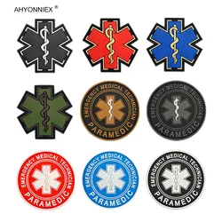 1PC PVC Star Of Life America Rescue PARA Medical Soldier Patch Tactical Military Sew On Flag Stickers Jeans Clothes Bags