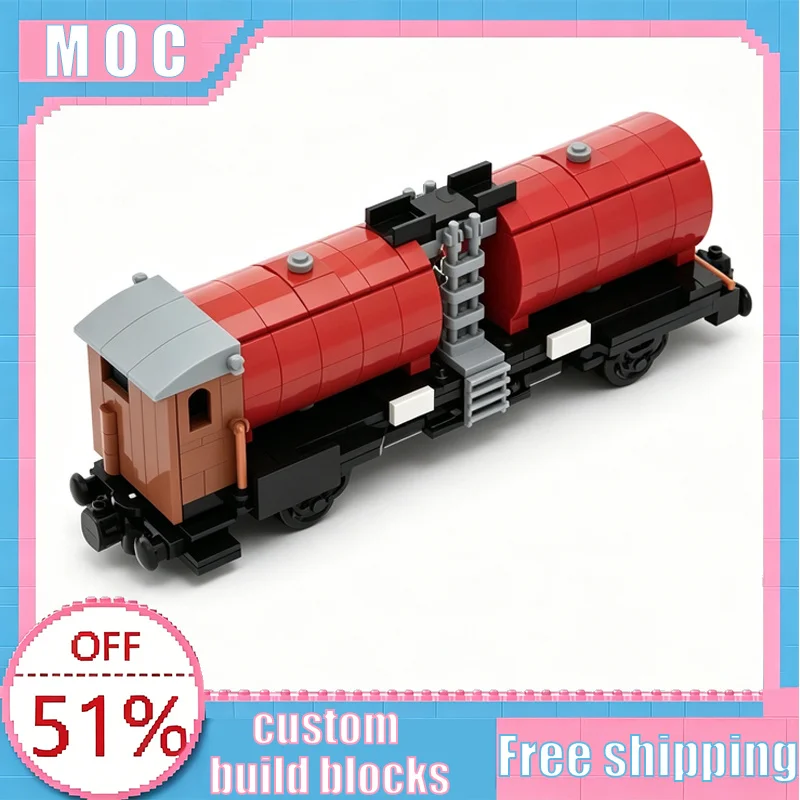 

454PCS MOC 8-Wide Wine Barrel Tank Wagon Railway Freight Car Model Creative Building Block Educational Assembly Toy Display Gift