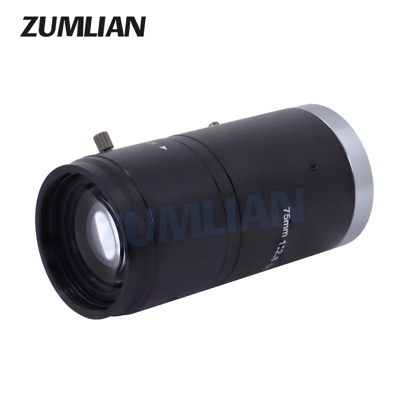 ZUMLIAN 75mm Lens 5MP Long Focus Length Lens C-Mount Camera 1/1.8 Inch Optice Lens F2.8 Manual Iris for CCTV/FA Cameras