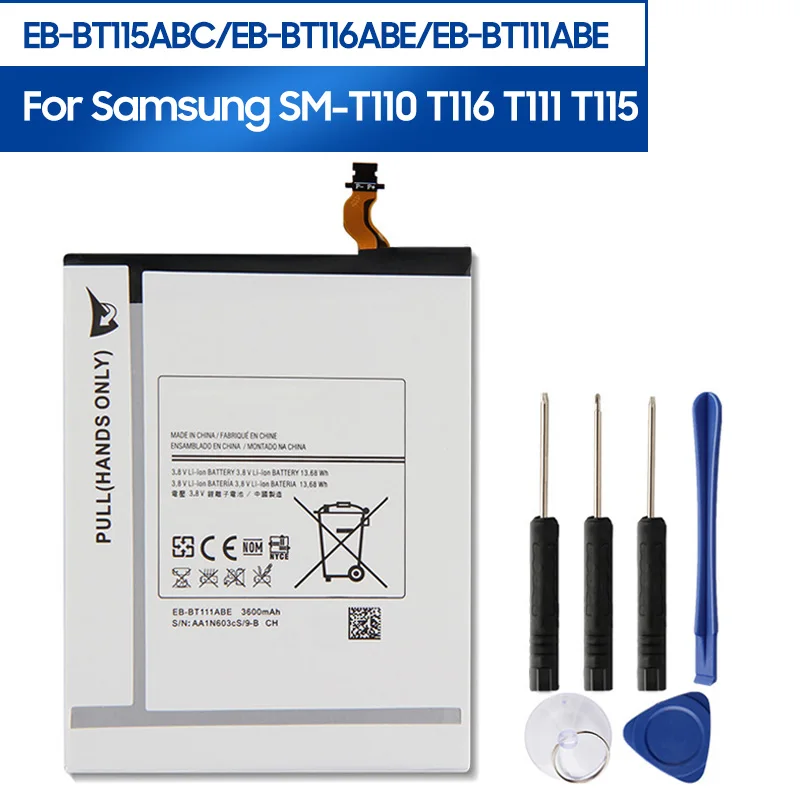 New Replacement Tablet Battery EB-BT115ABE For Samsung SM-T110 SM-T111 T115 T116 Rechargeable Battery 3600mAh