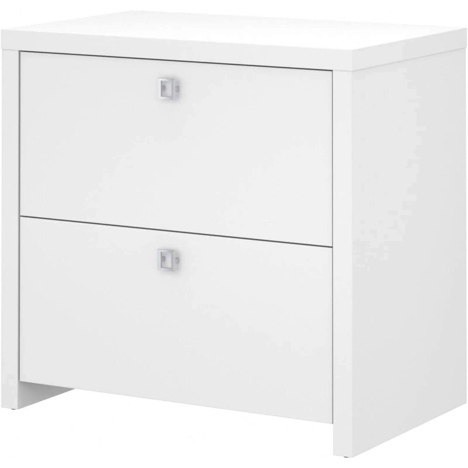 US Echo Lateral File Cabinet in Pure White with Satin Silver Handles, Home Office Storage for Letter,