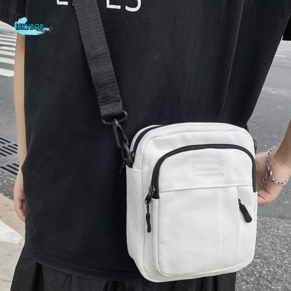 

Nylon Men's Shoulder Bag Large Capacity Square Canvas Crossbody Bag Multifunctional Adjustable Shoulder Sports Phone Bag Female