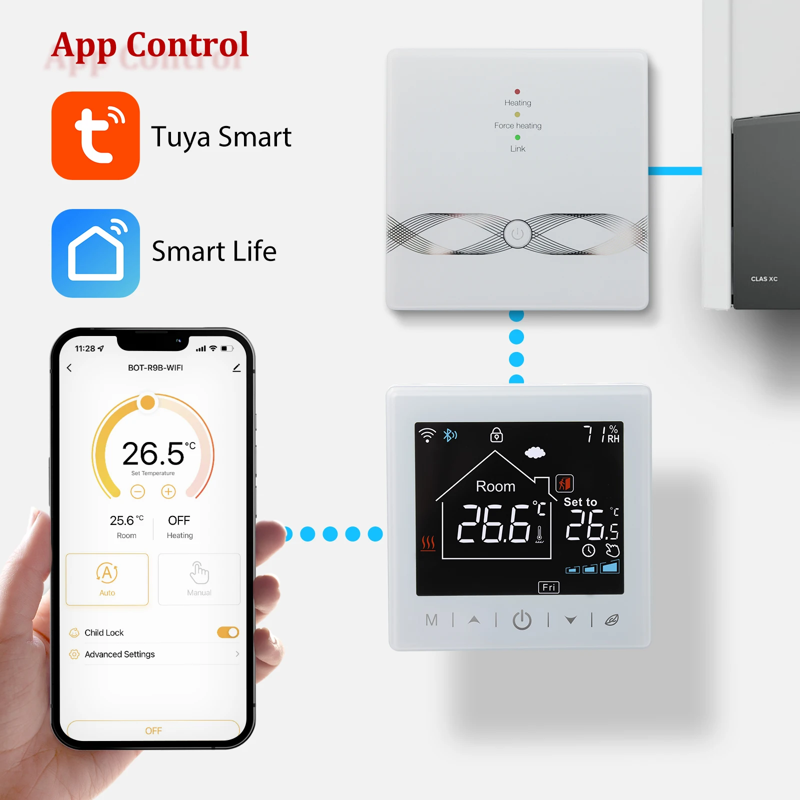 Controlador de Temperatura Termostato Wi-Fi sem fio, Caldeira a Gás, Aquecimento de Água, Tuya Smart Home, Alexa, Google Home, Bateria