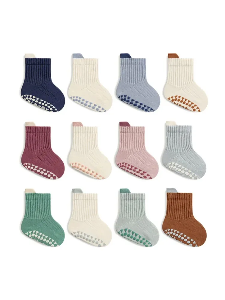 3 Paar Kinder-Baumwollsocken für Jungen und Mädchen, niedliche, bequeme, atmungsaktive, rutschfeste Baby-Bodensocken