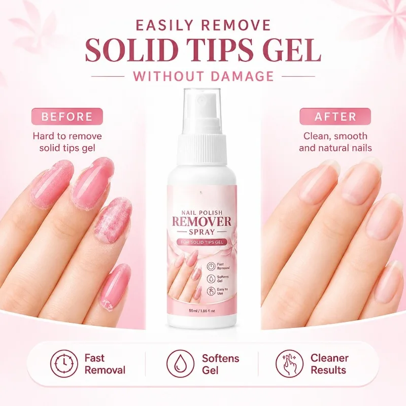 Nail Remover Spray Solid Nail Gel Dissolving Liquid Fast Soften UV Gel Polish Easy Removal for False Nail Tips Professional DIY view 4