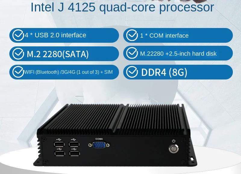 

Mini Computer Host Embedded Industrial Computer Fanless Multi-Network Port Microcomputer Small Host