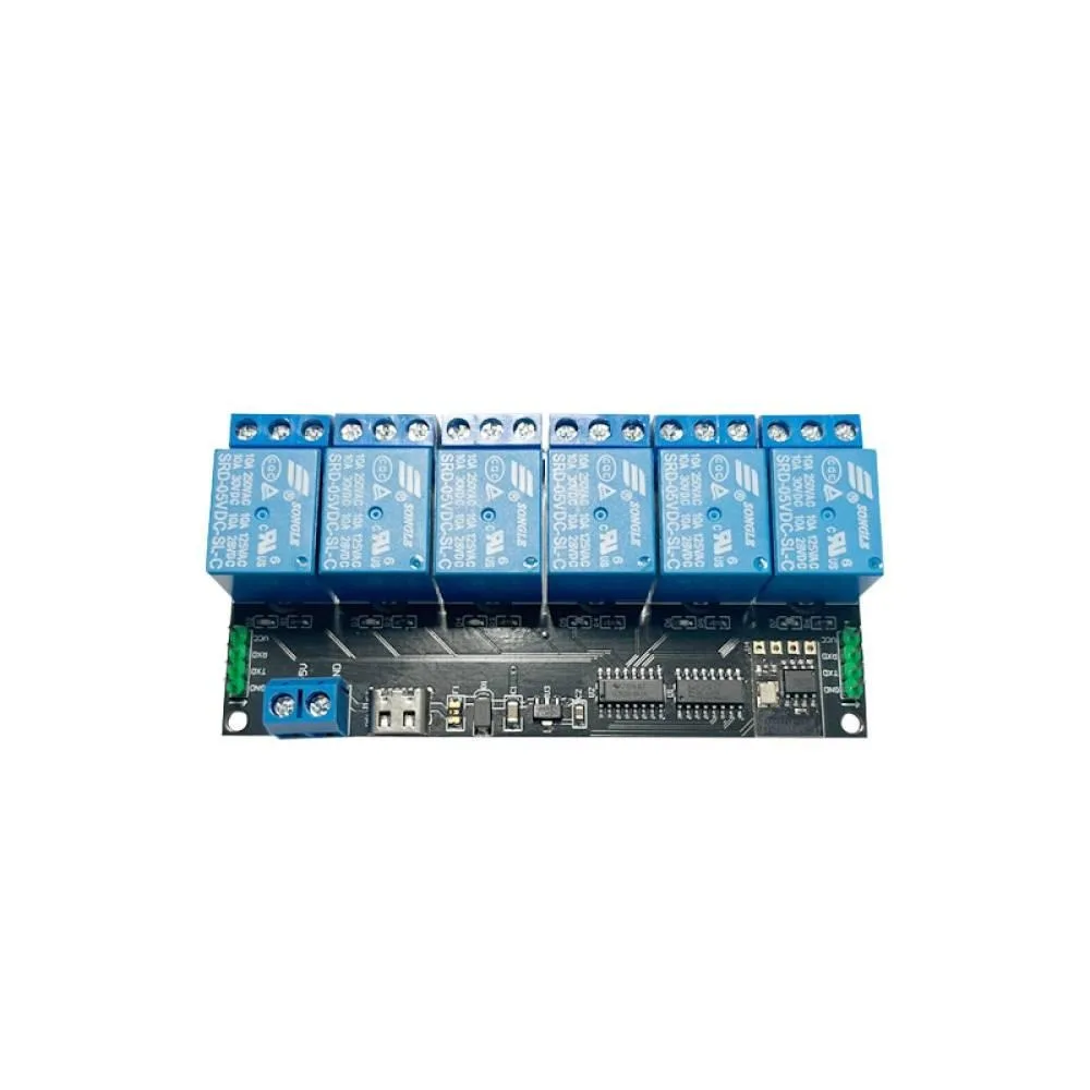 TTL Serial Port 6-channel Relay Module Control Board Self-locking/Interlocking/Jog Modes Key Control 5V Power Supply Relay