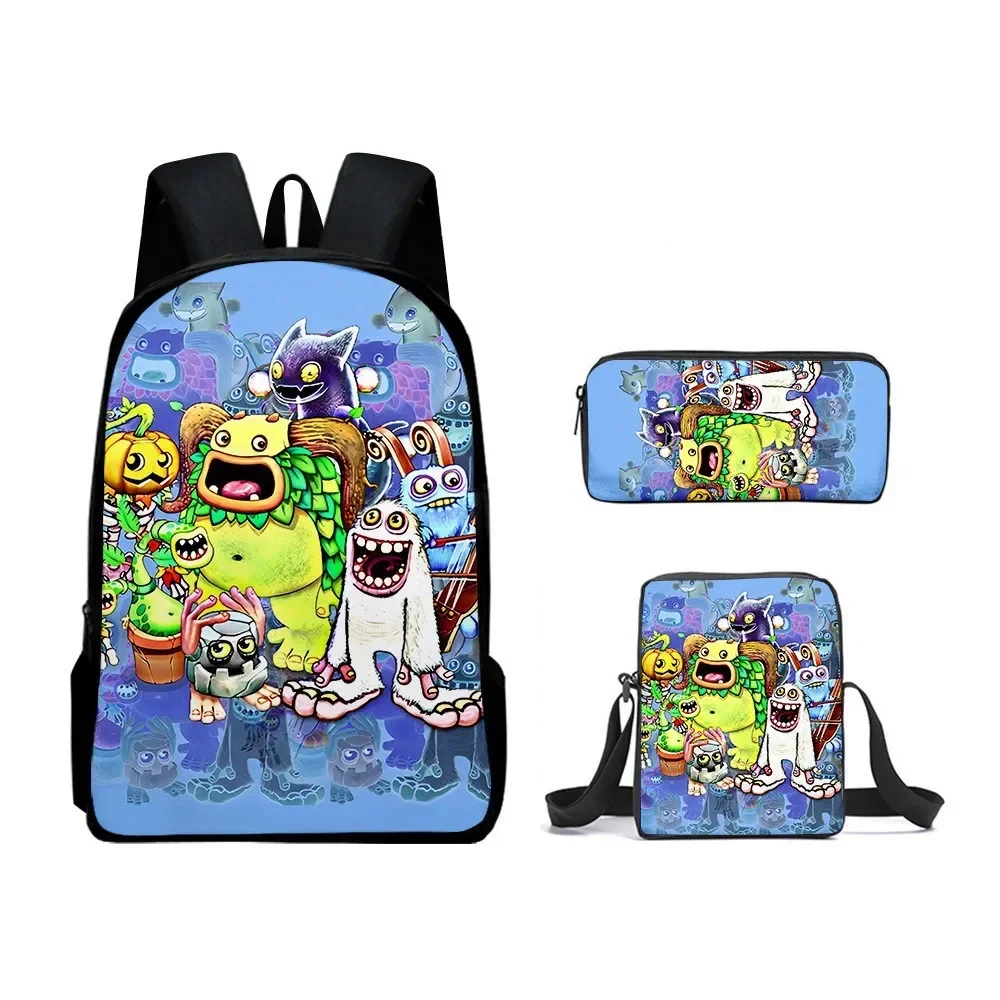Singing Monsters Schoolbag Backpack Lunch Bag Pencil Case Set Gift for Kids Students