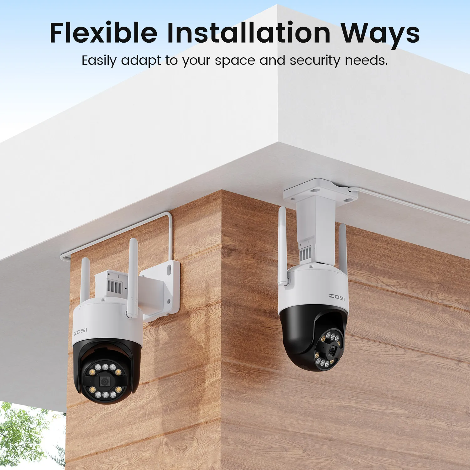 ZOSI 5MP/8MP واي فاي 6 كاميرا متحركة C296 4K HD كاميرا IP خارجية AI كشف السيارات المسار حماية الأمن CCTV مراقبة الفيديو