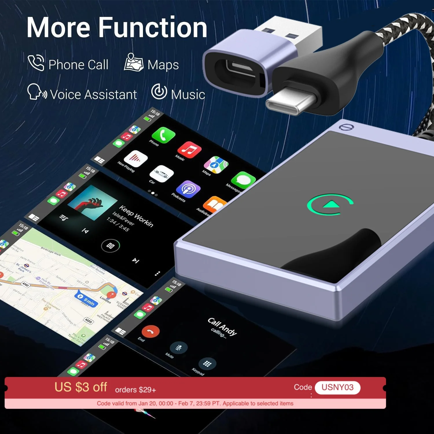 TNTX Mini Box 2in1 CarPlay Android Auto Wireless Adapter Smart Mini Box Plug And Play Dongle Bluetooth Wifi Fast Connect