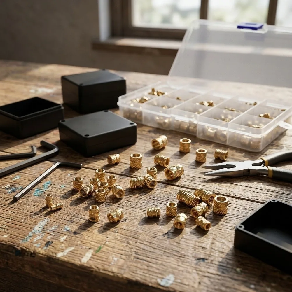 450Pcs Heavy‑Duty Knurled Brass Heat‑Set Inserts 2mm‑8mm, Threaded Embedded Nuts For 3D‑Printed Parts & Plastic