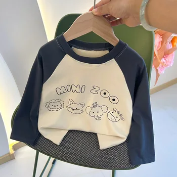 Korean Style Kids Long Sleeve Shirt 6 New Autumn Girls and Boys Long Sleeve T-shirt Base Shirt Letter Korean Style Children Clothing 6