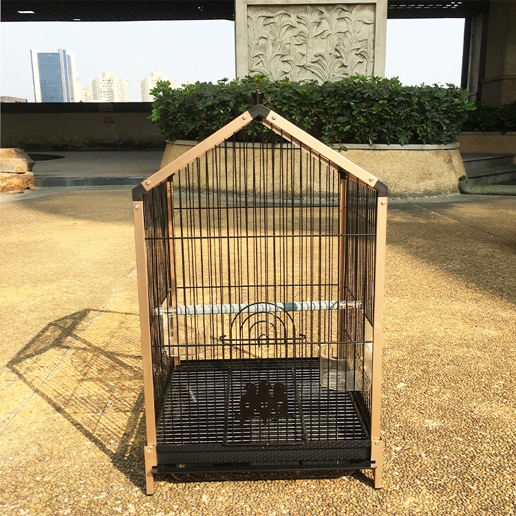 Zss469 in Stock Factory R & D Aluminum Alloy Support Black Gold Independent Packaging Medium Sized Landscape Birdcage