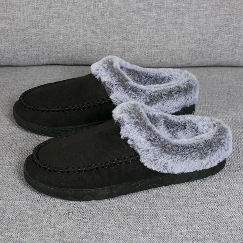 Winter Slippers Men Warm Shoes Fur Slippers Men House Couples Fluffy Slides Plush Slipper Bedroom Non-Slip Ladies Cotton Shoes