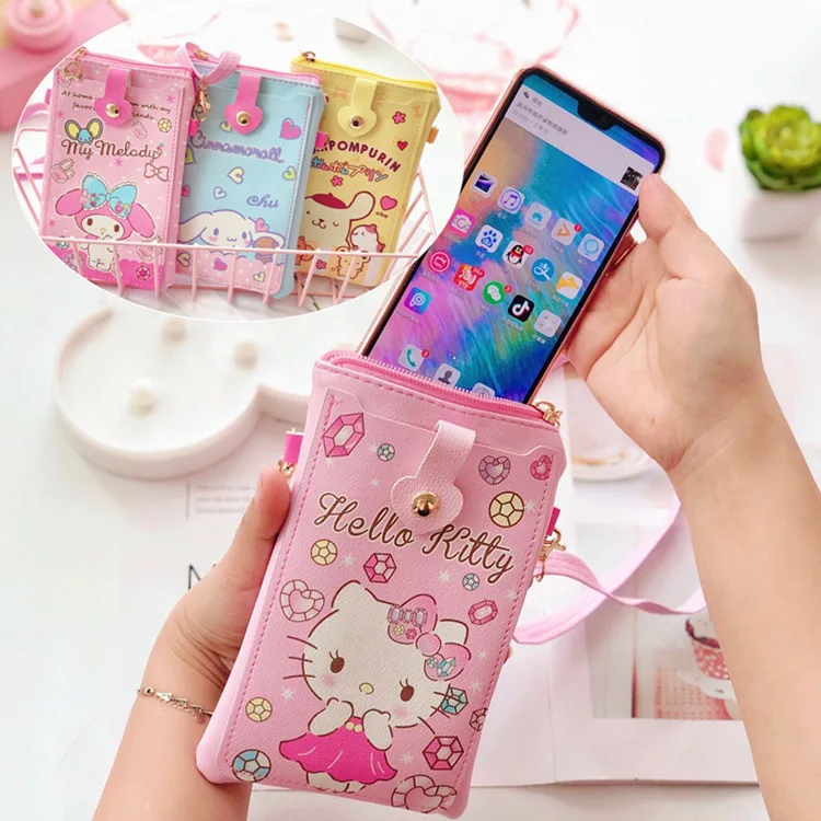 Saniris Cinnamoroll Mymelody kawaii Anime Cartoon PU Messenger bag borsa per cellulare porta carte d\'identità portamonete regali per ragazze