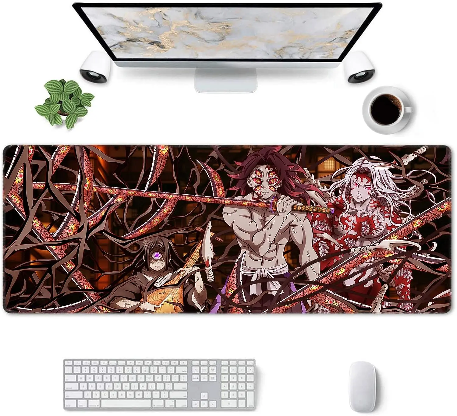 Mouse Pad Demon Slayer Large Gaming Anime Mouse Pad for Computer Non Slip Rubber Mouse Pad for Home Office Work 11.8 X 31.5 inch