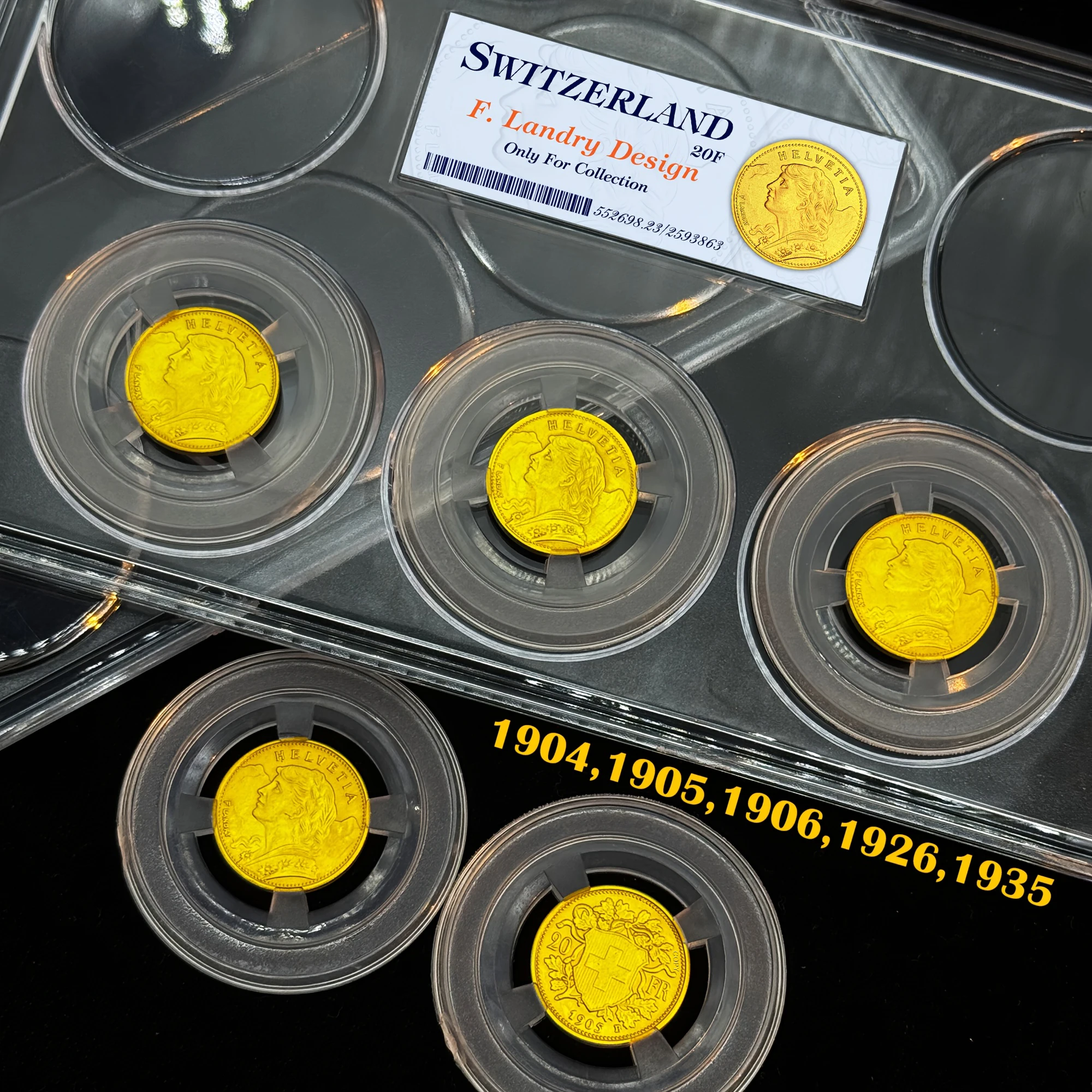 5 قطعة/المجموعة 1904 1905 1906 1926 1935 السويسري Helvetia طبق الاصل عملات ذهبية ميدالية تذكارية آلهة وجبل الثلج تصميم الهدايا