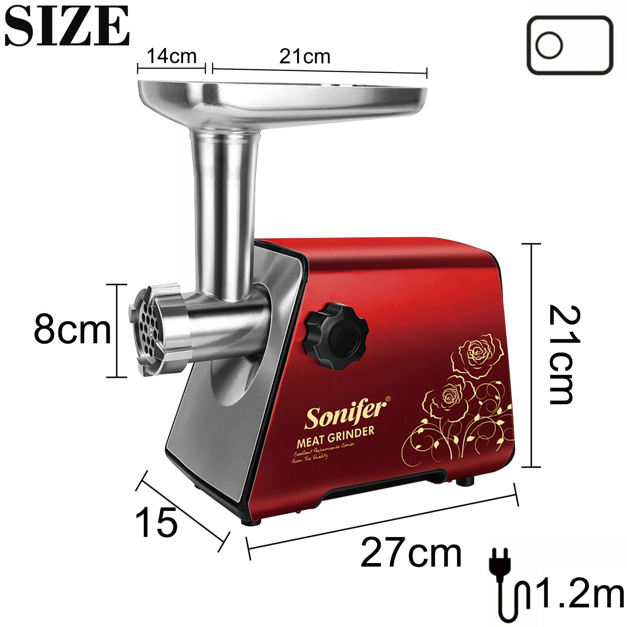 1200W Electric Meat Grinders Stainless Steel Heavy Duty Mincer ​Sausage Stuffer Food Processor Home Appliances Chopper Sonifer