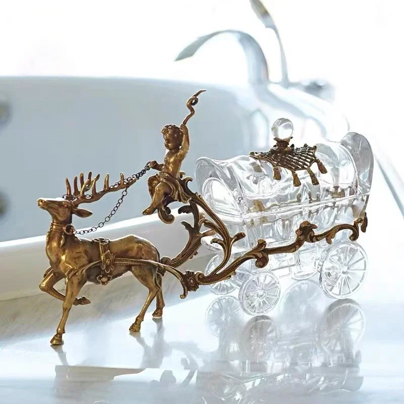 Retro Villa Desktop Decoration Small Deer Carriage Jewelry Box Candy Box