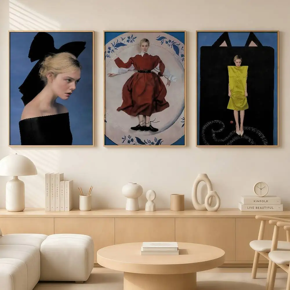 Actor E-ellefanning-G Posters Wall Art Retro Painting Home Room Cafe Club Dorm Wall Decor