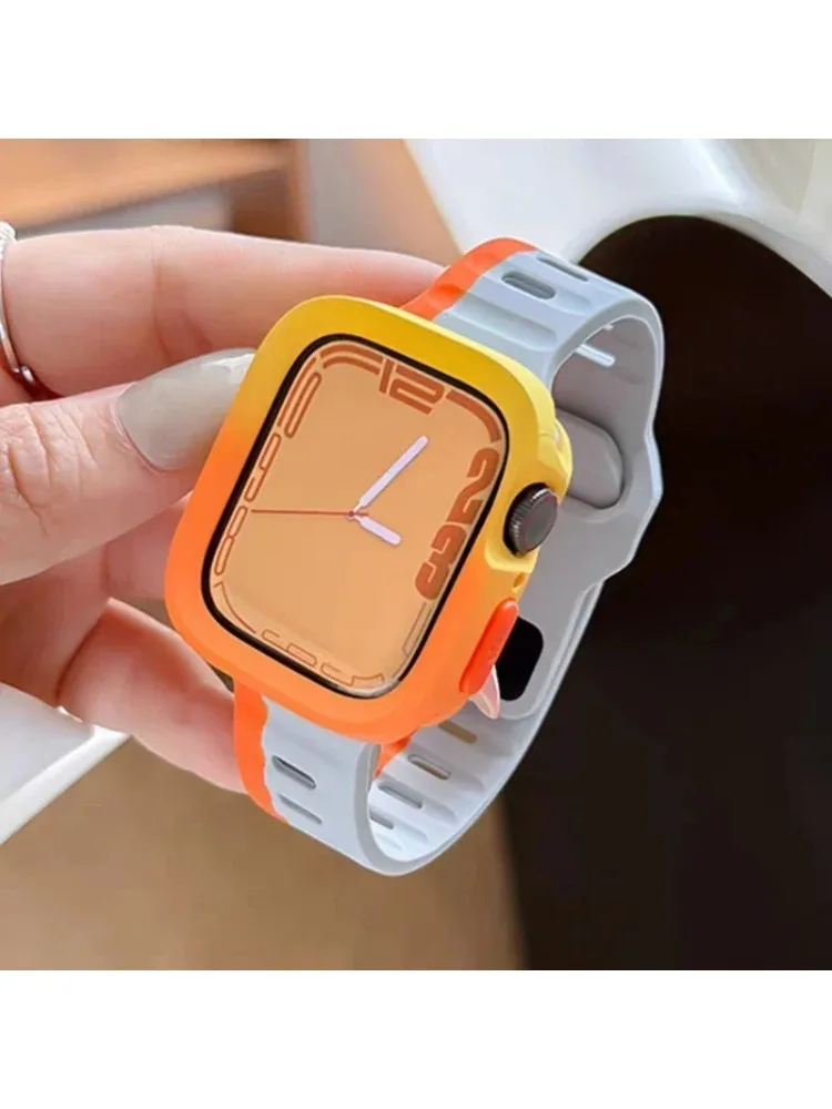 Silikonarmband + Hülle für Apple Watch Ultra 2 49 mm Serie 10 42 mm 46 mm 44 mm 40 mm 45 mm 41 mm Armbandabdeckung für iWatch Serie 8 9 7