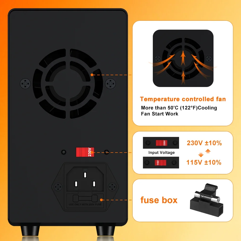 Wanptek Laboratory Power Supply, DC Adjustable Power Supply 30V 10A with USB Fast Charge Display, 4-Digit LED Display - GA3010H