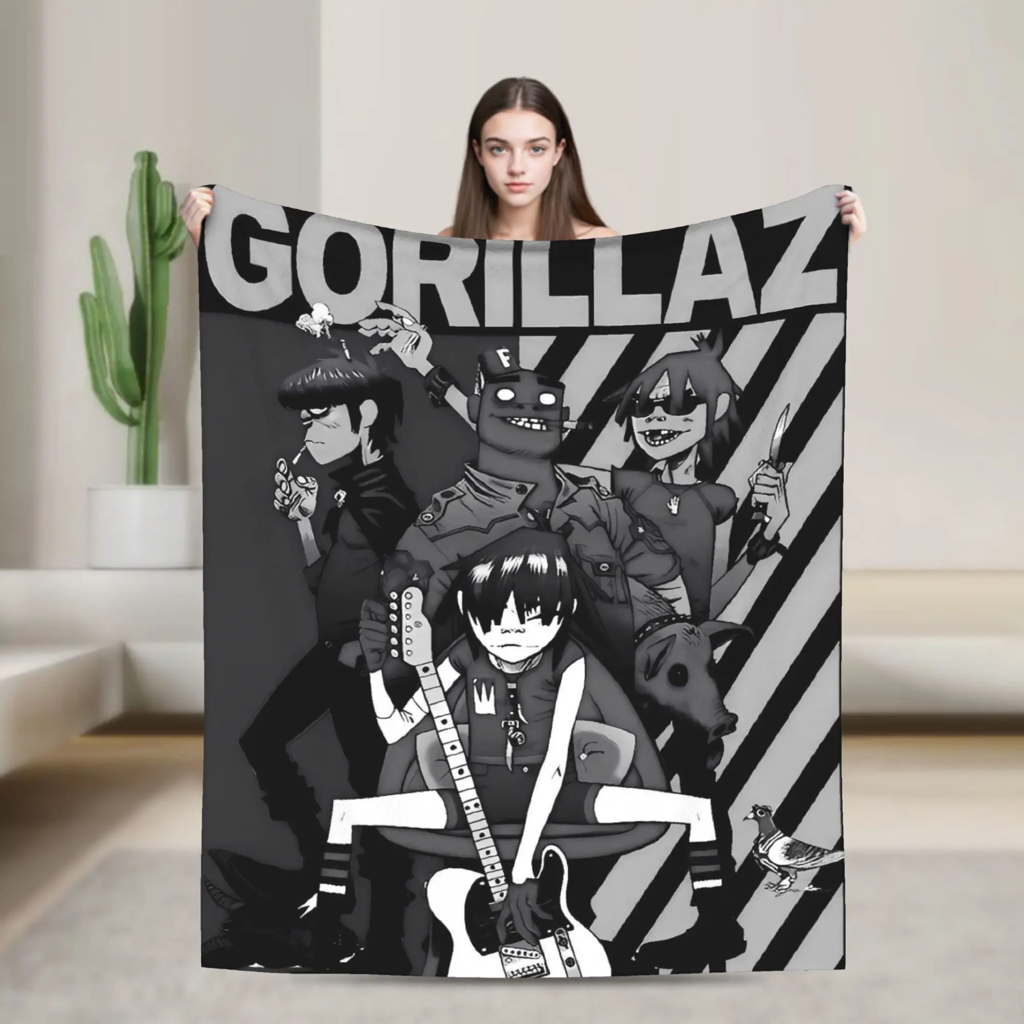 

Music Band G-gorillazs Blanket Super Soft Fashion Plush Throw Blanket For Outdoor Decorative Flannel Bedspread Bed Cover